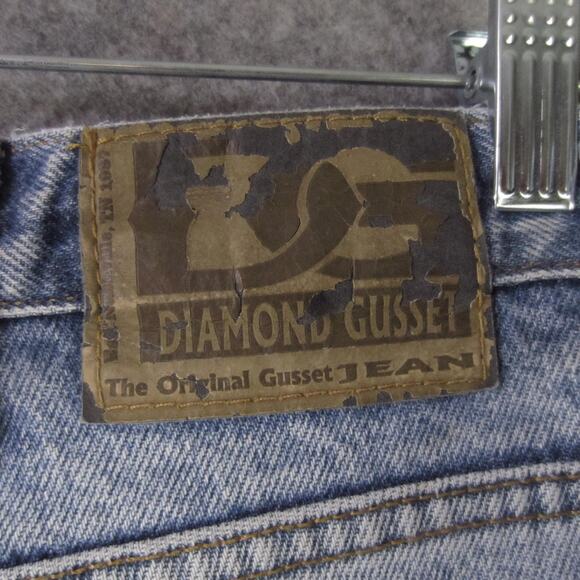 Diamond Gusset Jeans Mens 38x29 Light Wash High Rise Tapered Gusseted Denim - Picture 6 of 8